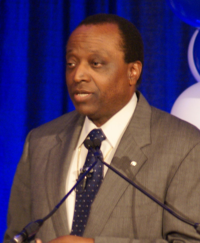 Alan Keyes speaking at a campaign rally, February 2008